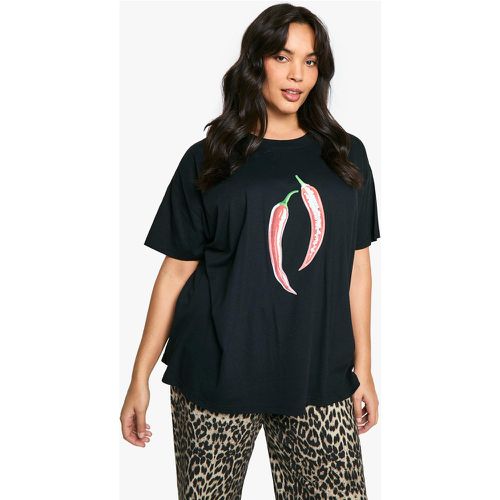 Grande Taille - T-Shirt Oversize À Imprimé Piment - 46 - boohoo - Modalova