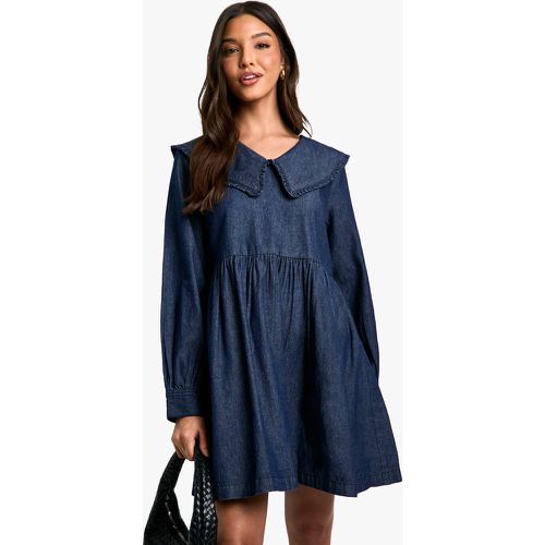 Robe Babydoll À Col En Jean - 36 - boohoo - Modalova