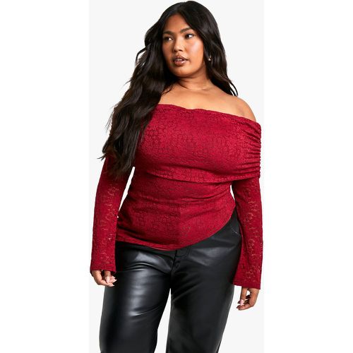 Grande Taille - Top Asymétrique En Dentelle À Col Bateau - 46 - boohoo - Modalova