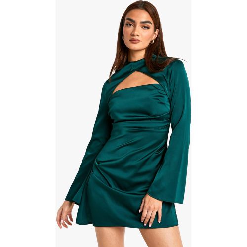 Robe Courte En Satin Effet Plissé - 36 - boohoo - Modalova