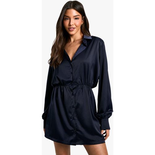 Robe Chemise Satinée À Épaulettes - 38 - boohoo - Modalova