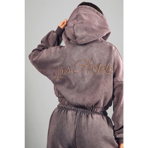 Petite" - Sweat À Capuche Délavé À Broderie - S - boohoo - Modalova