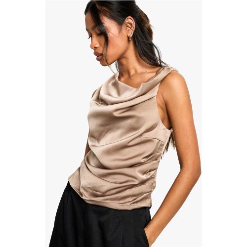Blouse Satinée À Col Bénitier Et Manches Longues - 34 - boohoo - Modalova
