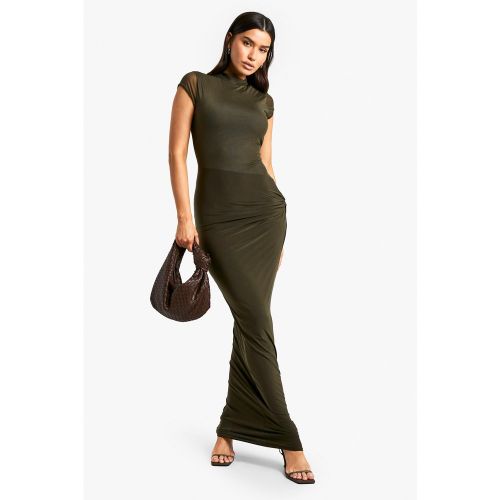 Tall" - Robe Longue Drapée À Col Montant En Jersey - 36 - boohoo - Modalova