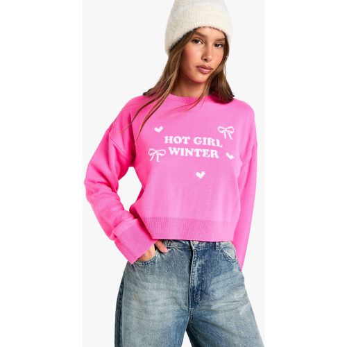 Hot Girl Winter Crop Christmas Jumper - L - boohoo - Modalova