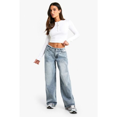 Petite" - Jean Large À Bords Bruts - 34 - boohoo - Modalova