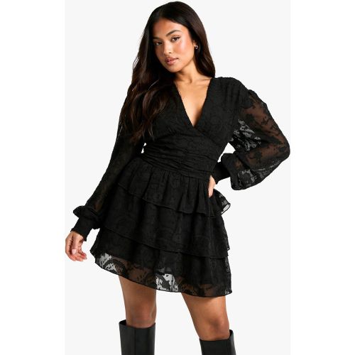 Petite" - Robe Patineuse À Manches Volumineuses Et Imprimé Cachemire - 32 - boohoo - Modalova