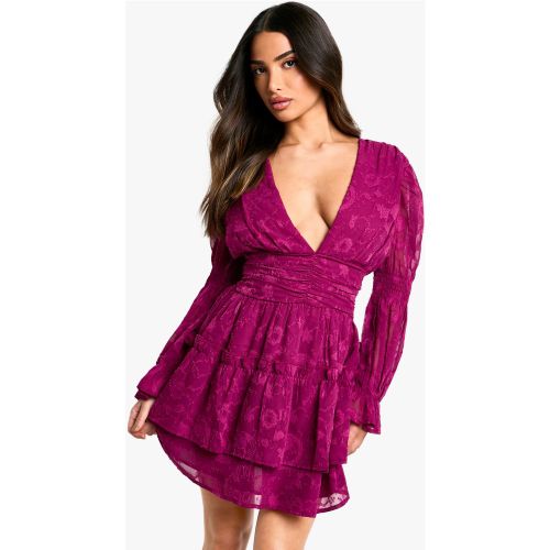 Petite" - Robe Froncée À Manches Bouffantes Et Motif Cachemire - 32 - boohoo - Modalova