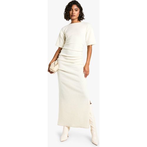 Tall" - Robe Longue Froncée En Maille Côtelée Douce - 34 - boohoo - Modalova