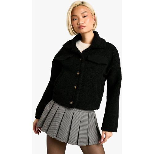 Veste Effet Laine - Noir - 36, Noir - boohoo - Modalova
