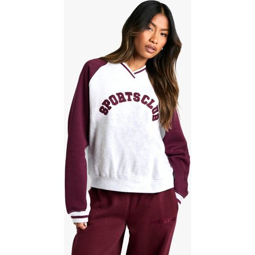 Sweat À Col V Et Slogan - S - boohoo - Modalova