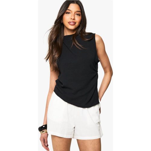 Blouse Satinée À Col Montant Et Manches Longues - 34 - boohoo - Modalova