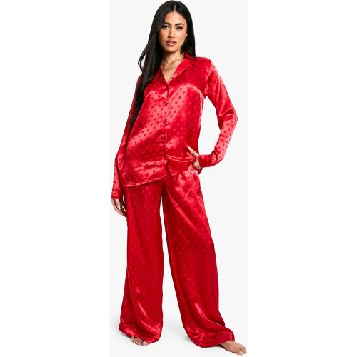 Ensemble De Pyjama Satiné Avec Chemise Et Pantalon - Saint-Valentin - 38 - boohoo - Modalova