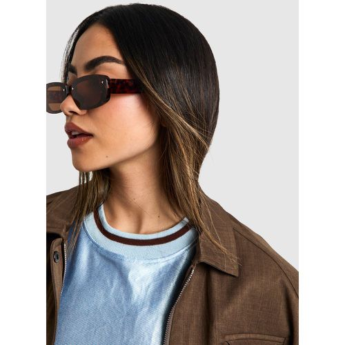 Lunettes De Soleil Carrées À Imprimé Écaille De Tortue - One Size - boohoo - Modalova