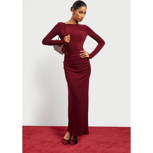 Robe Asymétrique Longue Dos Nu À Découpe - 36 - boohoo - Modalova