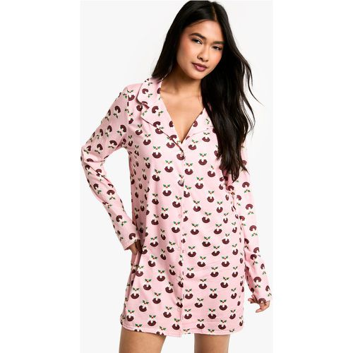 Chemise De Nuit À Manches Longues Et Imprimé Pudding De Noël - 36 - boohoo - Modalova