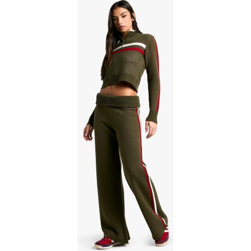 Pull En Maille Côtelée À Col Montant Et Taille Plissée - Pantalon Flare - S - boohoo - Modalova