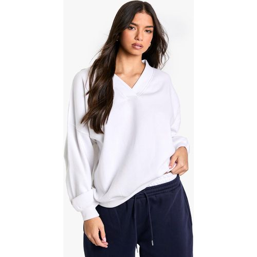 Sweat Oversize À Col V - Blanc Écru - S, Blanc Écru - boohoo - Modalova