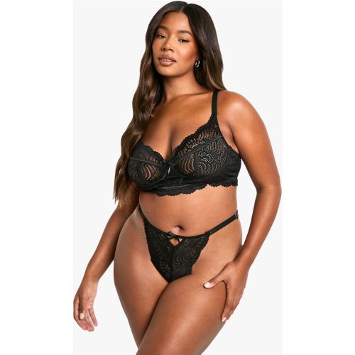 Grande Taille - Ensemble Avec Bralette En Dentelle Et String Taille Haute - 44 - boohoo - Modalova