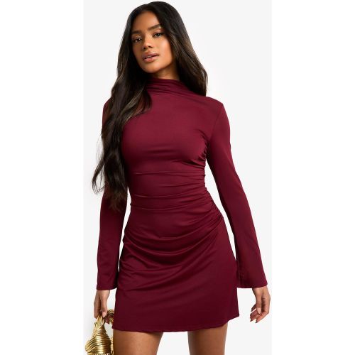 Robe Froncée À Col Montant Et Manches Longues - 38 - boohoo - Modalova