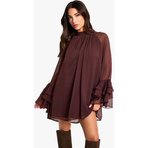 Petite" - Robe Babydoll À Col Montant Et Manches Larges - 34 - boohoo - Modalova