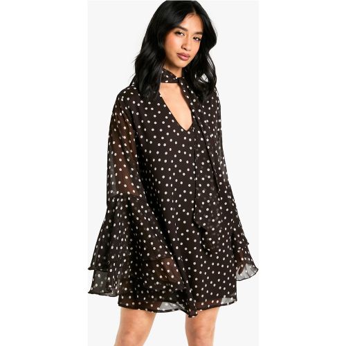 Petite" - Robe Babydoll À Pois Et Manches Évasées - 34 - boohoo - Modalova