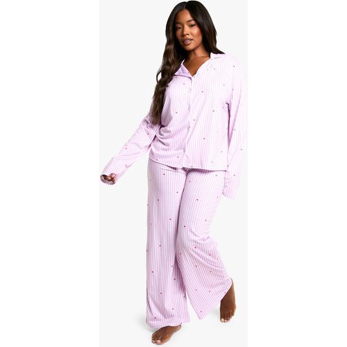 Grande Taille - Ensemble De Pyjama À Rayures Fines - 46 - boohoo - Modalova