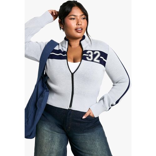 Grande Taille - Cardigan Universitaire Zippé - 44-46 - boohoo - Modalova