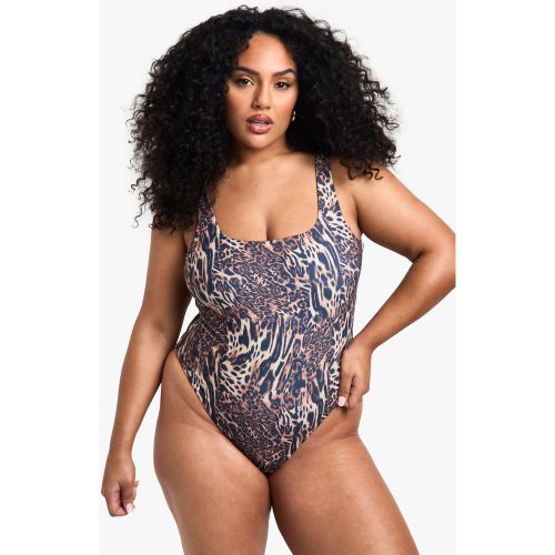 Grande Taille - Maillot De Bain Basique À Imprimé Léopard - 44 - boohoo - Modalova