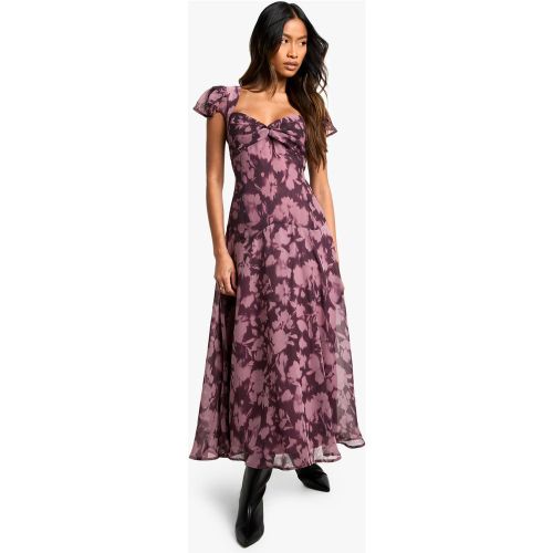 Robe Longue Nouée Fleurie À Manches Longues - 36 - boohoo - Modalova