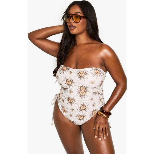 Grande Taille - Maillot De Bain Bandeau Froncé À Imprimé Étoiles - 44 - boohoo - Modalova