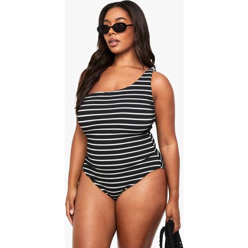 Grande Taille - Maillot De Bain Asymétrique À Rayures - 44 - boohoo - Modalova