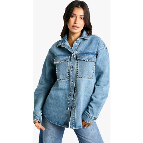 Tall" - Chemise Oversize En Jean À Clous - 34 - boohoo - Modalova