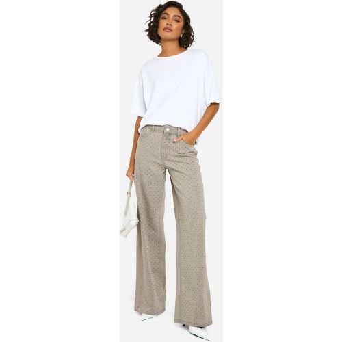 Tall" - Jean Large À Ornements Strassés - 36 - boohoo - Modalova