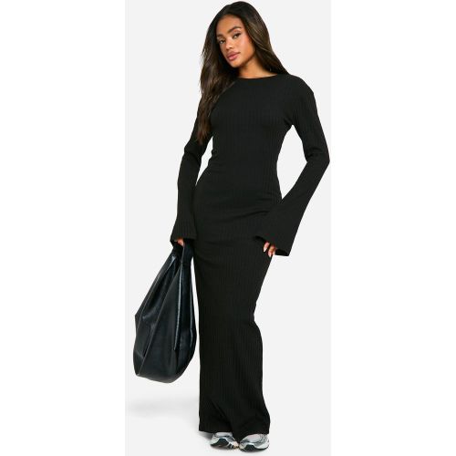 Robe Longue Côtelée À Manches Évasées - 34 - boohoo - Modalova