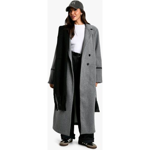 Manteau Oversize Effet Laine À Bordures - 38 - boohoo - Modalova