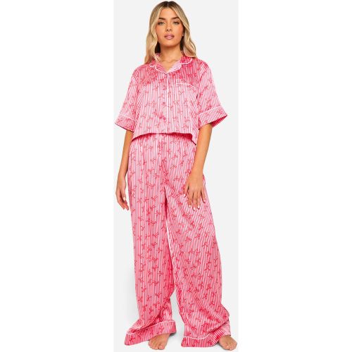 Ensemble De Pyjama Satiné À Imprimé Nœud - 36 - boohoo - Modalova