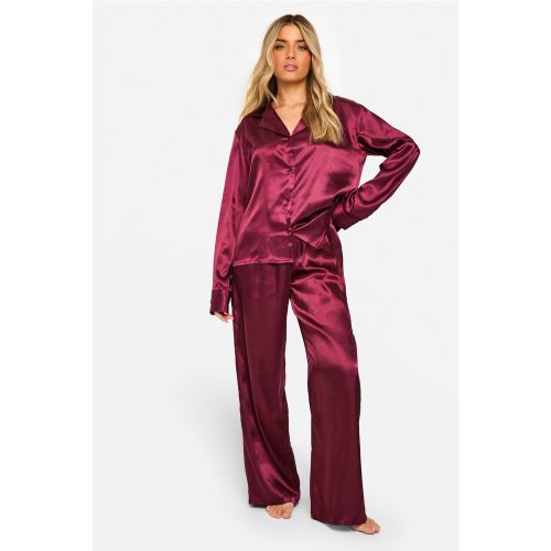 Ensemble De Pyjama Satiné Avec Chemise Boutonnée Et Pantalon - 34 - boohoo - Modalova