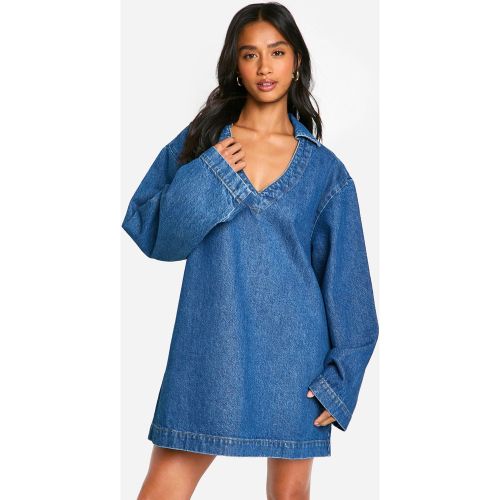 Petite" - Robe Droite En Jean À Manches Évasées - 32 - boohoo - Modalova