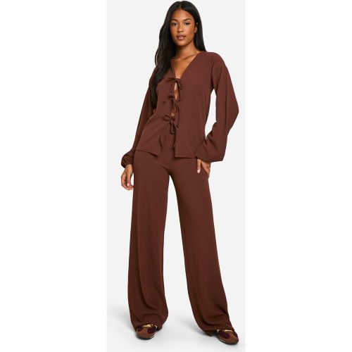 Tall" - Ensemble Texturé Avec Blouse Nouée Et Pantalon - 38 - boohoo - Modalova