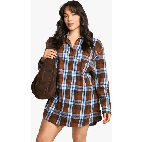 Grande Taille - Robe Chemise À Carreaux - 44 - boohoo - Modalova