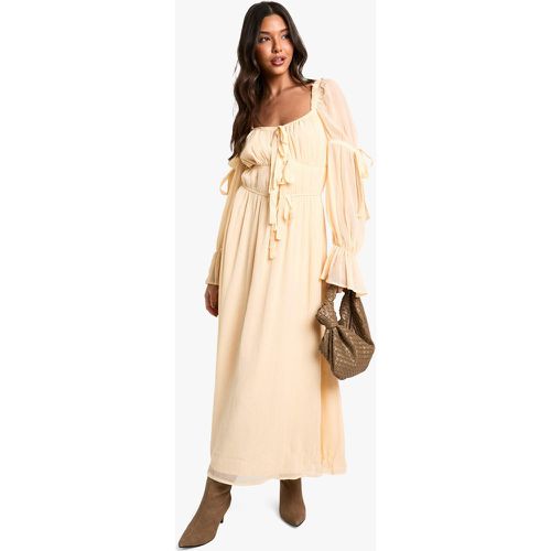 Robe Champêtre Mi-Longue En Mousseline De Soie - 38 - boohoo - Modalova