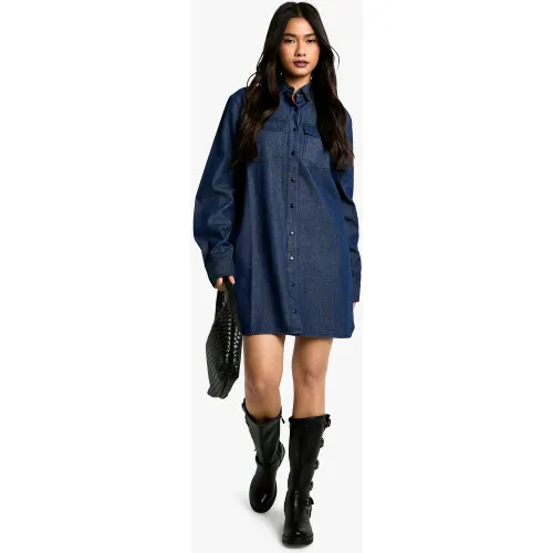 Robe Chemise Oversize En Jean - 38 - boohoo - Modalova