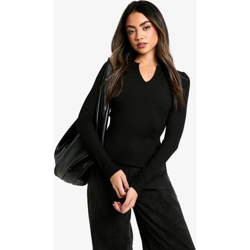Top Asymétrique Côtelé À Manches Longues - 34 - boohoo - Modalova