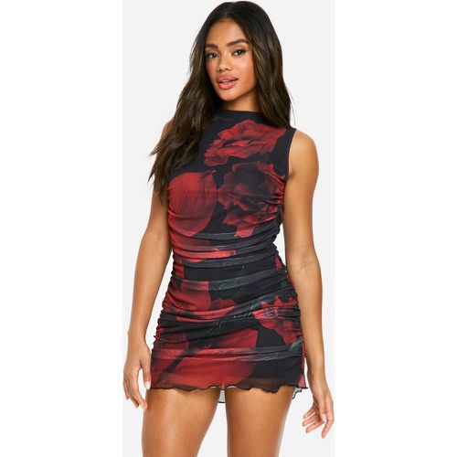 Robe Courte Froncée Imprimée - 36 - boohoo - Modalova