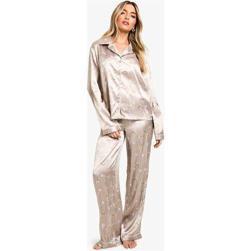 Ensemble De Pyjama Satiné À Imprimé Martini - 34 - boohoo - Modalova