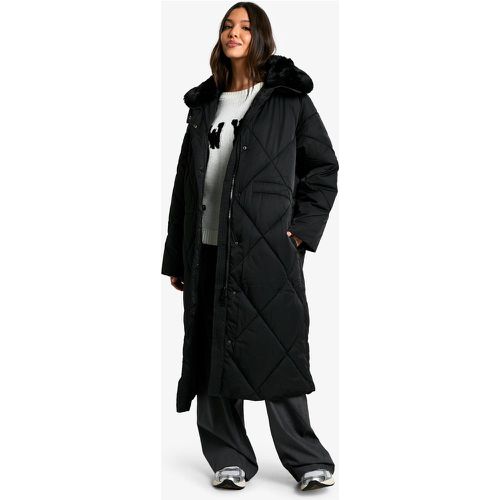 Parka Longue Matelassée À Bordure En Fausse Fourrure - S/M - boohoo - Modalova