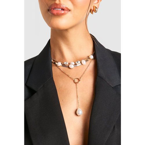 Collier À Chaînes Superposées Et Perles - One Size - boohoo - Modalova