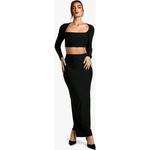 Jupe Longue Douce - Noir - 40, Noir - boohoo - Modalova
