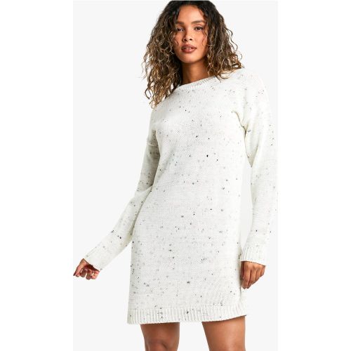 Robe Pull Côtelée À Col Ras Du Cou - Blanc Écru - Xl, Blanc Écru - boohoo - Modalova